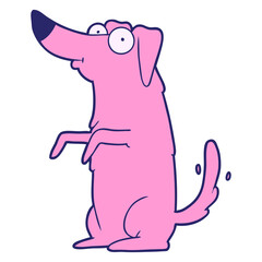 cartoon happy dog in bright neon color