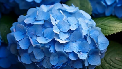 blue hydrangea cluster with soft rounded petals