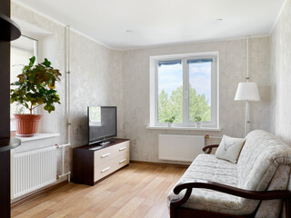 interior design. interior photography of an apartment for rent. One-room apartment with a simple...