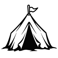 Black line art tent with flag design for children's toys  