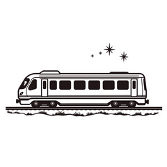 Toy monorail train illustration with stars and tracks for children  