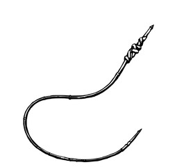 Whip Illustration: A bold line art drawing of a curved whip with a knotted handle and pointed end, rendered in monochrome style.