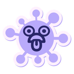 exhausted staring virus sticker in bright neon color