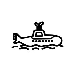 Toy submarine illustration in simple line art style  