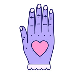 iconic tattoo style image of a hand in bright neon color