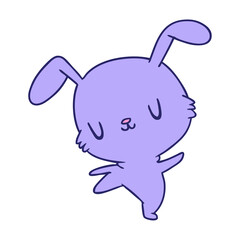 cartoon illustration kawaii cute furry bunny in bright neon color