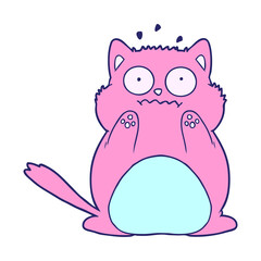 Fototapeta premium cartoon worried cat in bright neon color