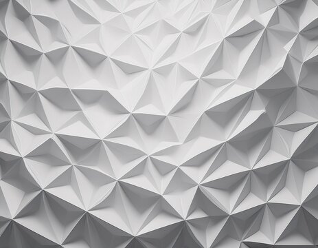 geometric white 3d origami texture with faceted triangular pattern for modern background graphic designs and interior decor