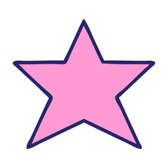 cute cartoon of a gold star in bright neon color