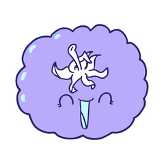 cartoon happy tomato in bright neon color