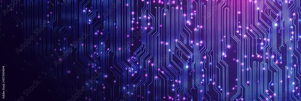 Poster abstract digital circuit board background with glowing lines and elements for technology, science, o