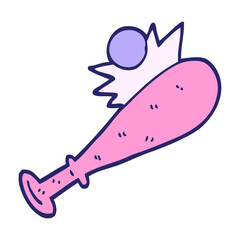 hand drawn doodle style cartoon baseball bat in bright neon color