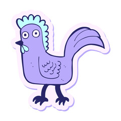 sticker of a cartoon chicken in bright neon color