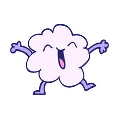 cartoon doodle expressive weather cloud in bright neon color