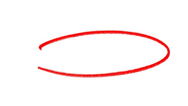 Animated Red Scribbled Circle Video - Hand Drawn Oval Highlight Effect, circle animation, Hand-drawn red circle highlight with transparent background. 