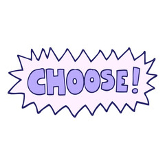 Fototapeta premium hand drawn doodle style cartoon choose symbol in bright neon color