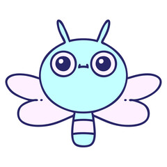 cartoon of a cute bug in bright neon color