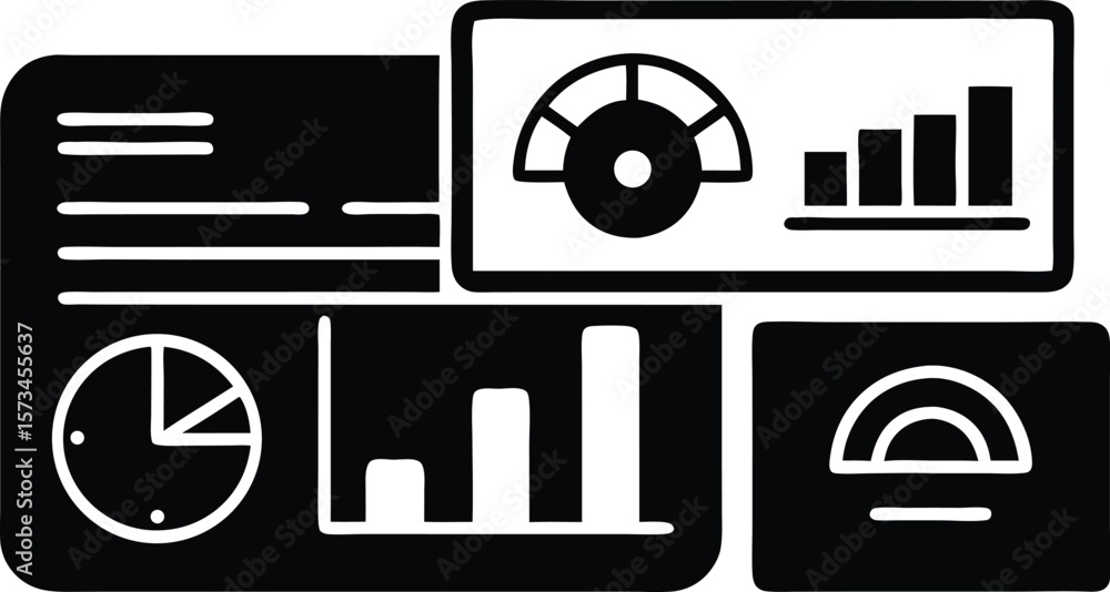 Poster photo of a collection of icons representing data analytics and business performance metrics