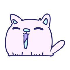 freehand drawn cartoon of cute kawaii cat in bright neon color