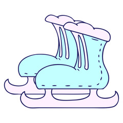 hand drawn cartoon doodle ice skate boots in bright neon color