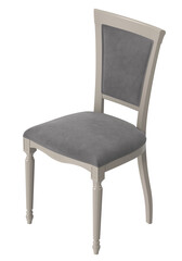 Isometric View of a Classic Dining Chair with Two-Tone Finish, 3D Render Isolated