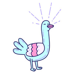 illustration of a traditional tattoo style sea bird in bright neon color