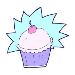 cartoon cupcake in bright neon color