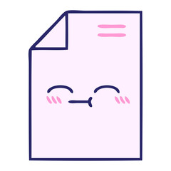 cute cartoon of a sheet of paper  in bright neon color