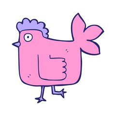cartoon chicken in bright neon color