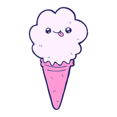 cartoon ice cream in bright neon color