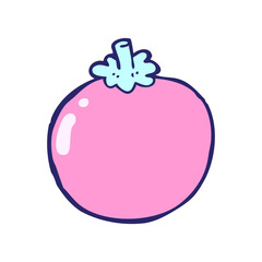 cartoon tomato in bright neon color