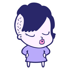 cartoon pretty hipster girl in bright neon color