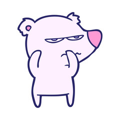 angry bear polar cartoon in bright neon color