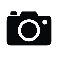 Black camera icon white background symbol