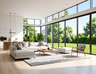 Naklejka premium Modern open-plan living space