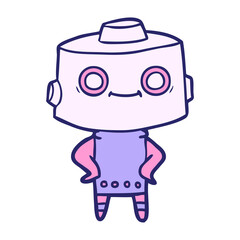 cartoon robot in bright neon color