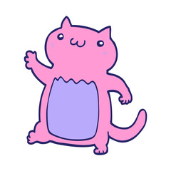 cartoon cat in bright neon color
