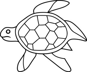Obraz premium line art illustration of an abstract sea turtle, with clean thick black lines on a white background. The minimalistic 12.eps