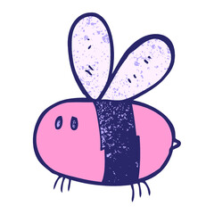 cartoon bee in bright neon color