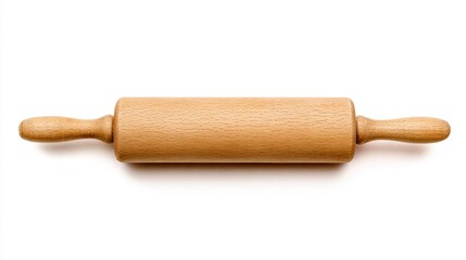 A rustic rolling pin, essential in the art of baking, rests on a clean surface, ready for creating culinary delights.  white background