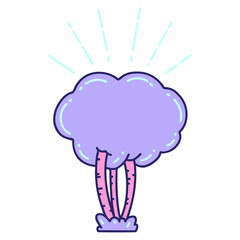 illustration of a traditional tattoo style tree in bright neon color