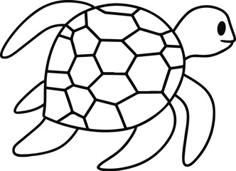 Obraz premium line art illustration of an abstract sea turtle, with clean thick black lines on a white background. The minimalistic 5.eps