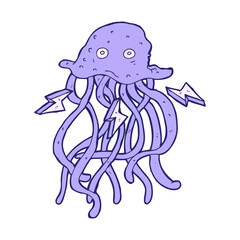 cartoon octopus in bright neon color