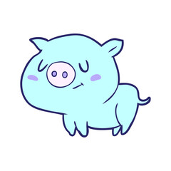 cute cartoon pig in bright neon color