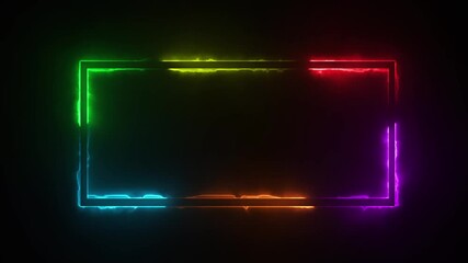  4K Energetic Rainbow Neon Frame Pulsing Background