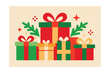 Festive Arrangement Of Christmas Gift Boxes In Red