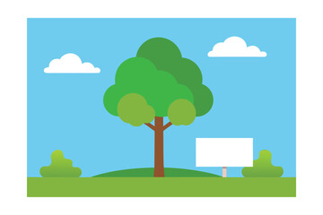 Fototapeta premium Blank Sky In Nature Park Scene With Tree