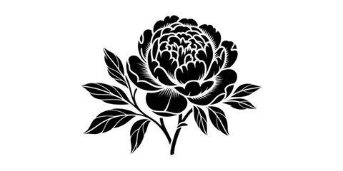 Black and White Flowers Stencil Vector Design – Floral Outline Art with Bloom, Leaf, Lotus, Rose, Decorative Silhouettes for Vintage Tattoo, Wedding, Spring Garden, Ornament Cut File