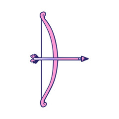 cartoon bow and arrow in bright neon color