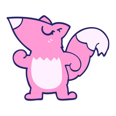 cartoon doodle squirrel in bright neon color